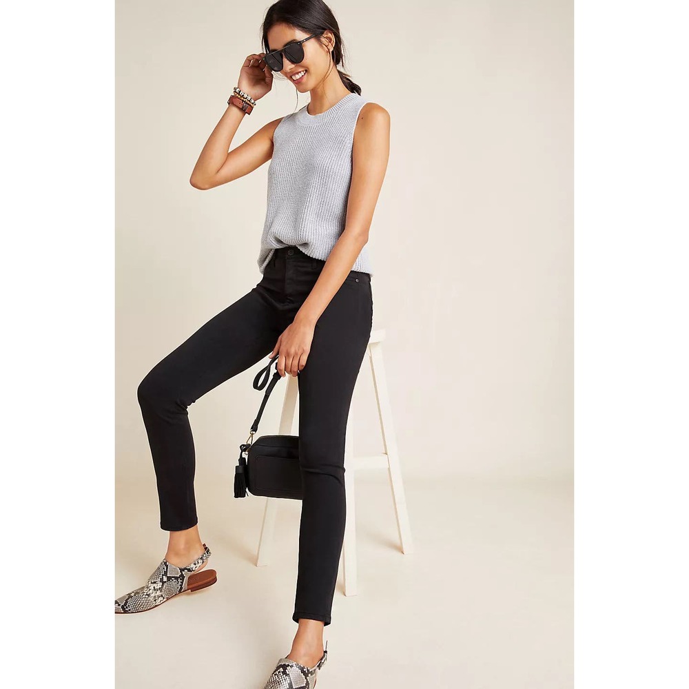AG 26 The Abbey Sateen High-Rise Skinny Ankle Jeans in Black